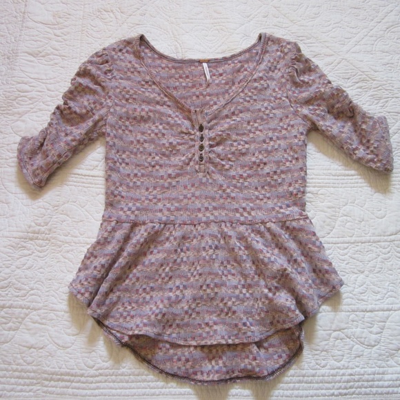Free People Tops - Free People Top SP Basketweave Knit Peplum Henley